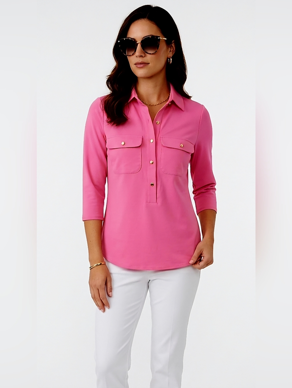NWT Jude Connally Pink 3/4 Sleeve Jude Cloth Tunic Top - Size XS